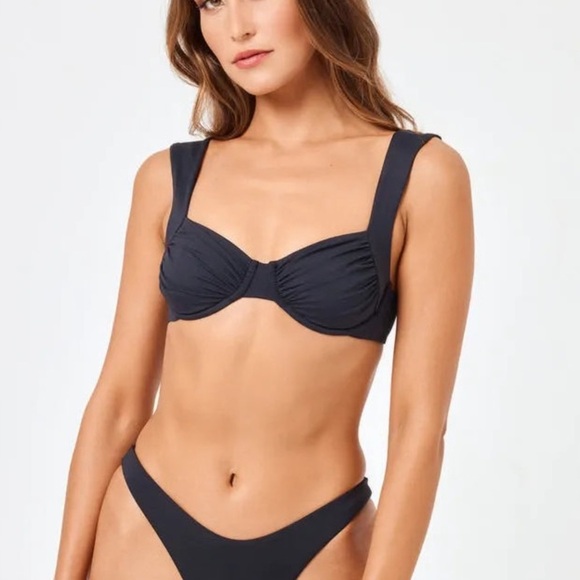 NWT L*Space x Hanna Montazami Women’s Stella Bikini Top in Black in size XL - Picture 1 of 8